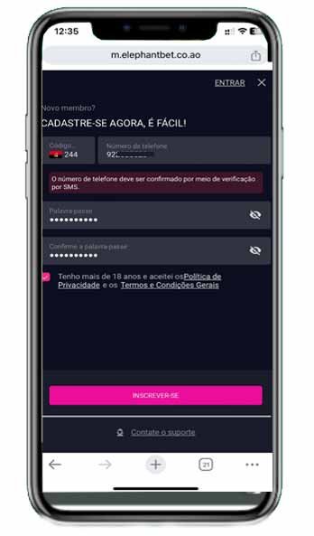 Imagem 2 Tela de Cadastro para Criar Conta na ElephantBet